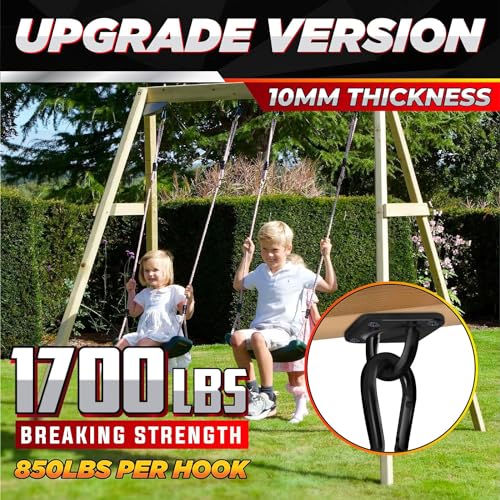 PAMAZY [Upgraded] 1700 lb Capacity 2PCS M10 Stainless Steel Pad Eye Hooks+2PCS 10MM Snap Hook + 8PCS Heavy Duty Screws for Hammock Hanging Kit, Swing Hanging, Wall/Ceiling Mount, Indoor & Outdoor - Image 2