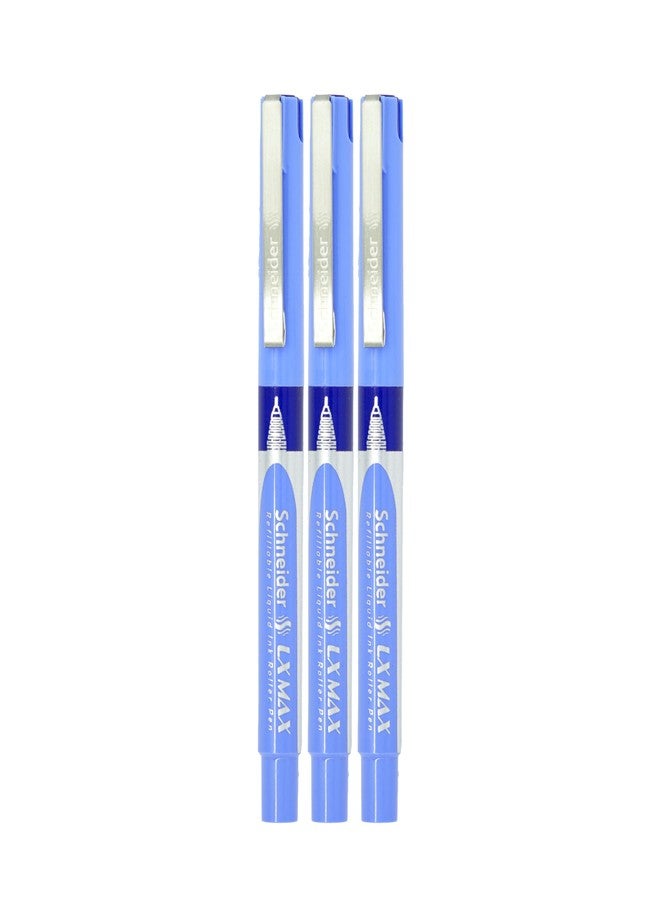 Luxor Schneider LX MAX roller ball pen, Pack of 3 - Blue, Needle Tip, 0.5mm, 100% German Technology, 1000+ mtrs writing length, Waterproof Ink, Ideal for Students & Professionals - Image 2