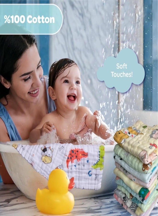 Closecret 5 Pack Baby Muslin Washcloths for Unisex 100% Cotton Wash Cloth Set for Baby Face Body Comfy and Soft for Newborn Infants Kids Girls and Boys (Multi 02) - Image 4