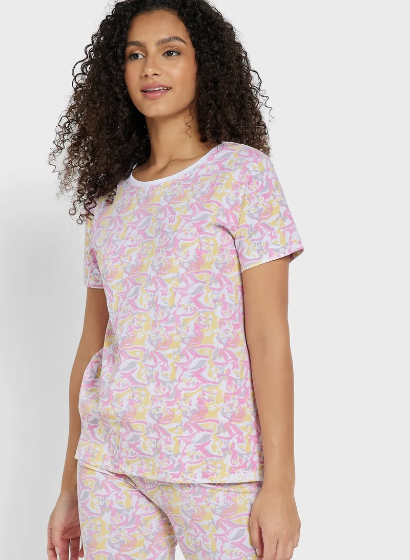 Ginger Graphic Nightwear T-Shirt And Pyjama Set