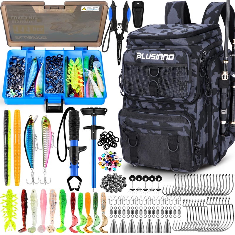 PLUSINNO Fishing Backpack with Tackle BoxesFishing Gear42L Waterproof tackle Backpack with Rod HoldersLuresToolsPliers Accessories Fishing Gifts for Men - Image 2