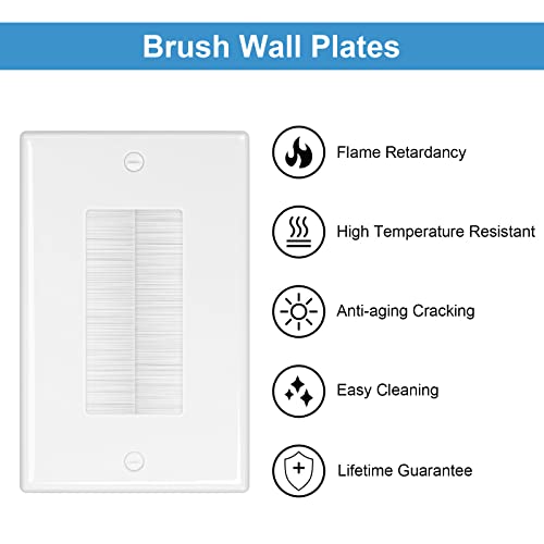 Iwillink Brush Wall Plate with Low Voltage Mounting Bracket 2-Pack, Cable Pass Through Insert for Wires, Single Gang Cable Access Strap, Wall Socket for HDTV, Home Theater Systems - Image 4