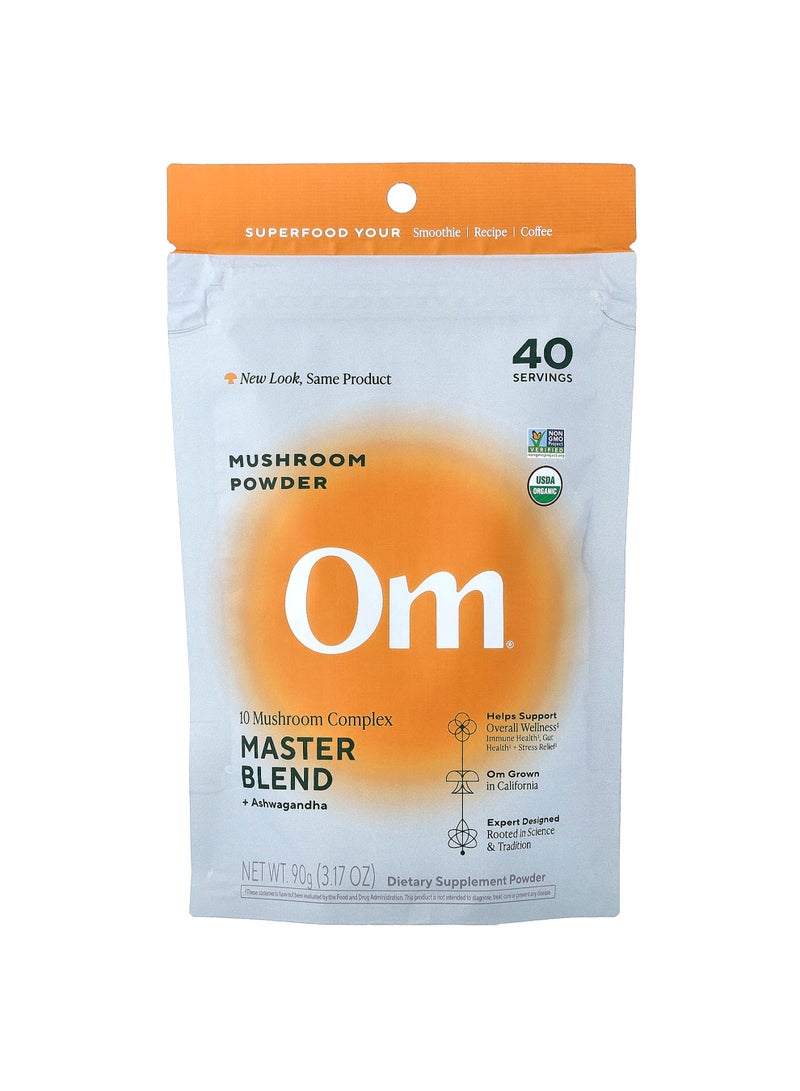 Mushroom Powder, Master Blend + Ashwagandha, 3.17 oz (90 g)