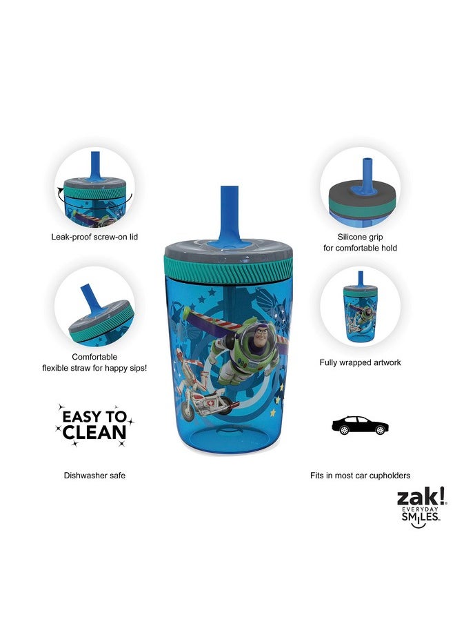 Zak Designs Kelso 15 Oz Tumbler Set (Toy Story 4 - Woody & Buzz 2Pc Set) Toddlers Cup Non-Bpa Leak-Proof Screw-On Lid With Straw Made Of Durable Plastic And Silicone, Perfect Baby Bundle For Kids  - Image 4