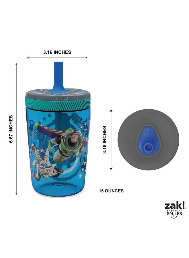 Zak Designs Kelso 15 Oz Tumbler Set (Toy Story 4 - Woody & Buzz 2Pc Set) Toddlers Cup Non-Bpa Leak-Proof Screw-On Lid With Straw Made Of Durable Plastic And Silicone, Perfect Baby Bundle For Kids  - Image 5