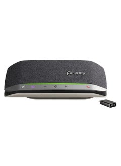 Poly Poly Sync 20+ Microsoft Teams Certified USB-C Speakerphone, Bluetooth 5.1, 20 Hours Talk Time, 3 Bidirectional Microphones, IP64 Water & Dust Resistant, Rechargeable Li-ion Battery, Touch Controls, Travel Case, BT600 Adapter, Compatible with Windows 10/11, macOS | 772D1AA 