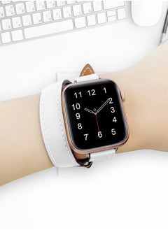 KUYING Thin Leather Double-loop Replacement Wrist Strap Watchband For Apple Watch Series 1/2/3/4/5 42-44mm 
