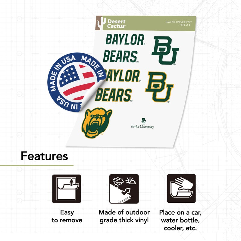 Desert Cactus Baylor University Sticker Bears Sticker Vinyl Decals Laptop Water Bottle Car Scrapbook Sheet T2 (Type 2) - Image 4