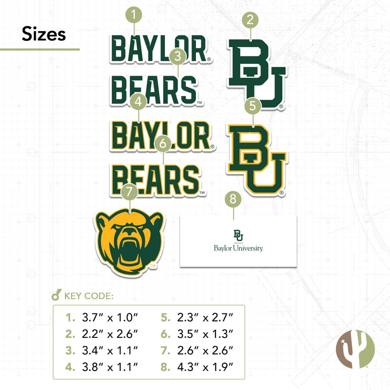 Desert Cactus Baylor University Sticker Bears Sticker Vinyl Decals Laptop Water Bottle Car Scrapbook Sheet T2 (Type 2) - Image 3