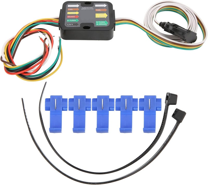 Trailer Wiring Kit Wire Harness, 3 to 2 - Wire Tail Light Converter, 4 - Way Flat 60in Cable - Reliable Signal Conversion, Dust - Cover Protection, Easy Splice Installation - Image 1
