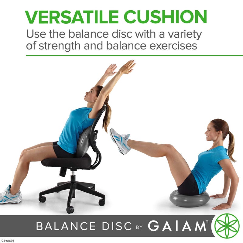 Gaiam Balance Disc Wobble Cushion Stability Core Trainer For Home Or Office Desk Chair & Kids Alternative Classroom Sensory Wiggle Seat - Grey , 16 Inch - Image 3