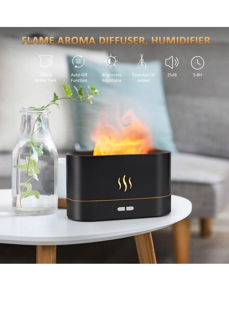 Flame Diffuser Humidifier-Auto Off 180ml Essential Oil Diffuser-2 Modes Brightness,Aroma Humidifier with Fire Flame Effect for Home,Office,Spa,Gym(Black) - Image 2