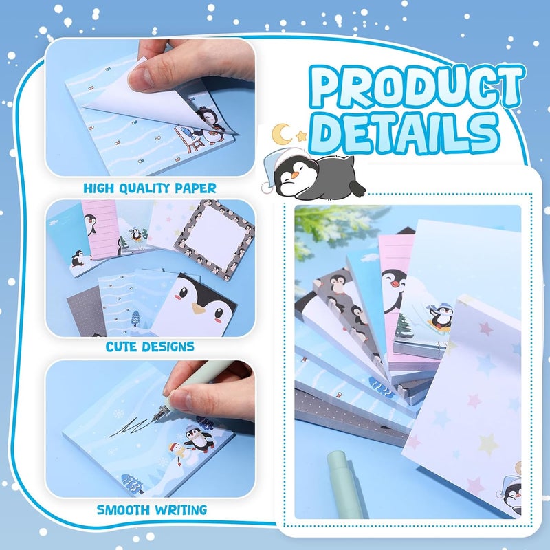 Saypacck 9 Pads Penguin Sticky Notes 3x3 Inch Cute Self Stick Notepads Notes Adhesive Memo Pad Office Decor Gifts for Students School Teacher Meeting Office Supplies - Image 3