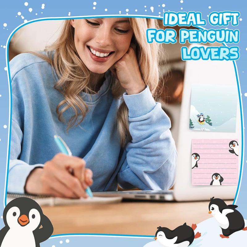 Saypacck 9 Pads Penguin Sticky Notes 3x3 Inch Cute Self Stick Notepads Notes Adhesive Memo Pad Office Decor Gifts for Students School Teacher Meeting Office Supplies - Image 4