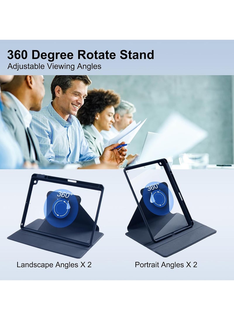 DUSALA Rotating Case for iPad 7th (10.2-Inch, 2019 Model,7th Generation) with Pencil Holder,360 Degree Rotation Protective Stand Slim Cover Clear Back, Auto Wake/Sleep (iPad 10.2) - Image 3