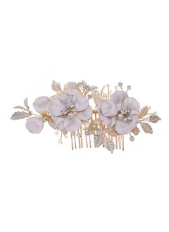 Wedding Hair Comb Gold Color Flower Bridal Handmade Wedding Hair Accessories for Brides and Bridesmaid