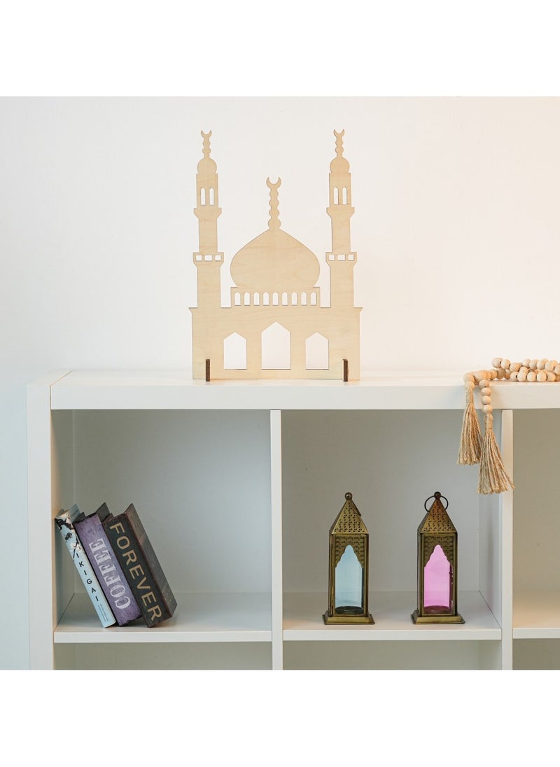 Hilalful HilalFul Wooden Mosque Standing Display | Home Decor | For Decoration During Festivities, Eid, Ramadan | Islamic Art Decorative Item | Basswood | For Interior, Living Room, Hall | Modern Elegant Art  - Image 2