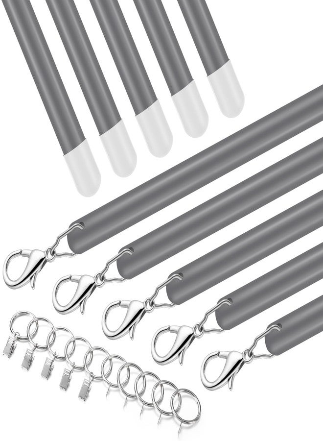 Shimeyao 10 Pack 36 Inch Acrylic Curtain Pull Wands Drapery Pull Rod Grey Versatile Fiberglass Blinds Wand Kits with Rings and Hooks for Opening Closing Curtains Homes Offices Window Opener - Image 1