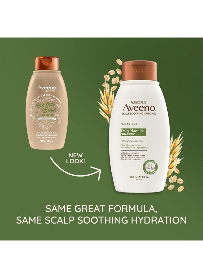 Aveeno - Farm-Fresh Oat Milk Sulfate-Free Shampoo with Colloidal Oatmeal & Almond Milk, Moisturizing Shampoo for All Hair Types, Safe for Color-Treated Hair, Paraben & Dye-Free, 12 Fl Oz - Image 1