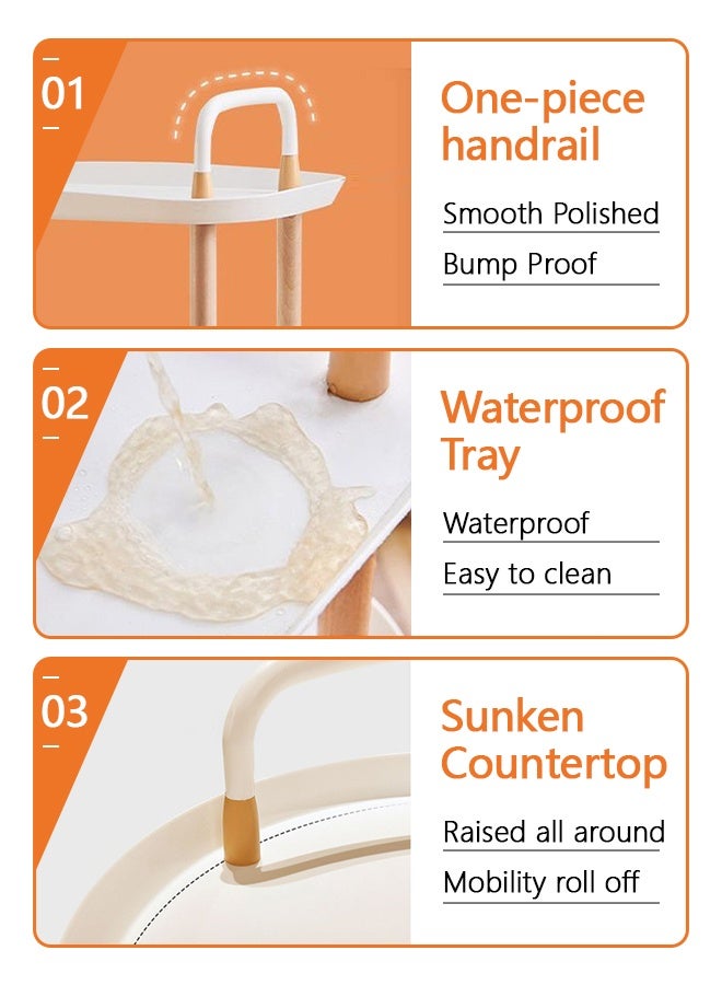 عربة متحركة عربة متعددة الاستخدامات بعجلات عربة تخزين بثلاثة طوابق عربة تخزين متحركة رفوف تخزين منظمة للمطبخ والمكتب وغرفة المعيشة - Image 4