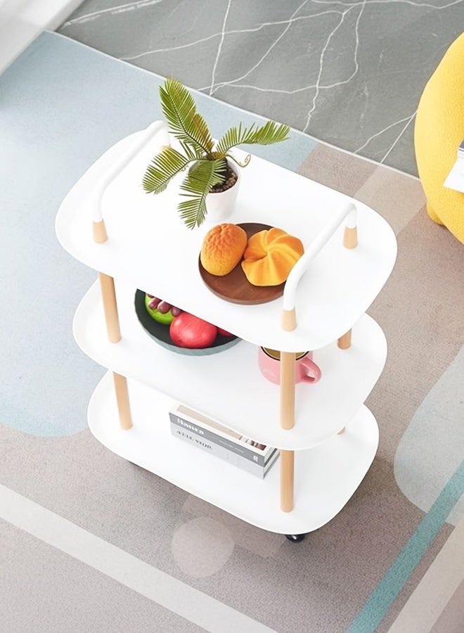 عربة متحركة عربة متعددة الاستخدامات بعجلات عربة تخزين بثلاثة طوابق عربة تخزين متحركة رفوف تخزين منظمة للمطبخ والمكتب وغرفة المعيشة - Image 5