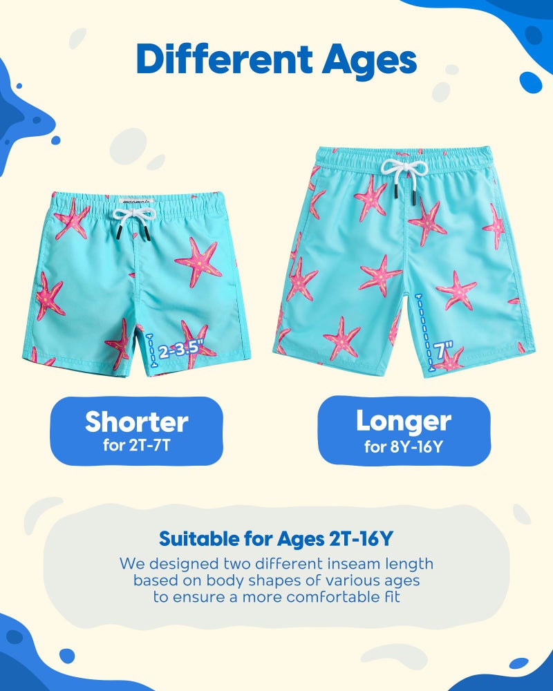 maamgic Boys Swim Trunks Toddler Swim Shorts Little Boys Bathing Suit Swimsuit Toddler Boy Swimwear,Starfish-Lake Blue,5 T - Image 5