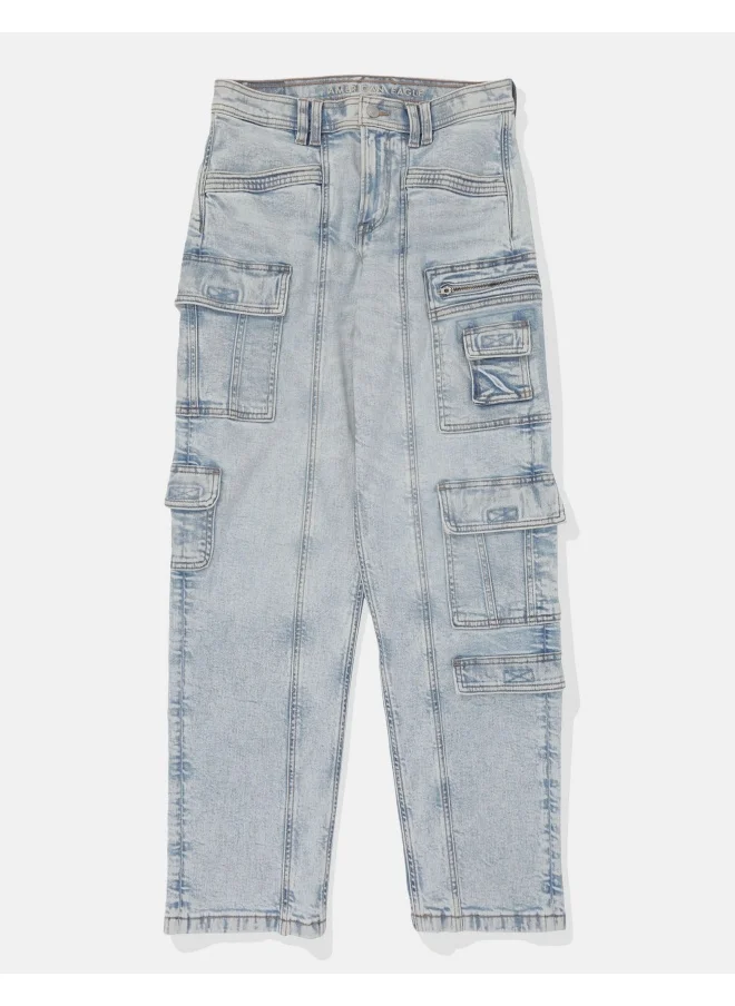 امريكان ايجل AE Stretch Super High-Waisted Baggy Straight Cargo Jean