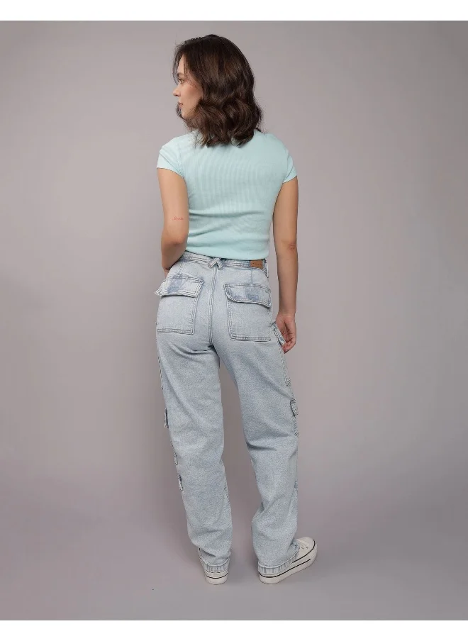 امريكان ايجل AE Stretch Super High-Waisted Baggy Straight Cargo Jean