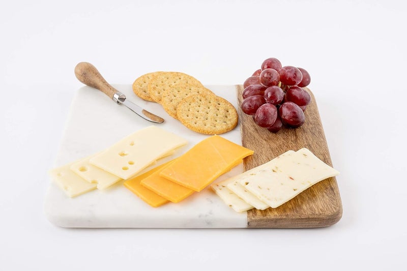 MudPie Marble and Wood Serving Board and Spreader, White - Image 5