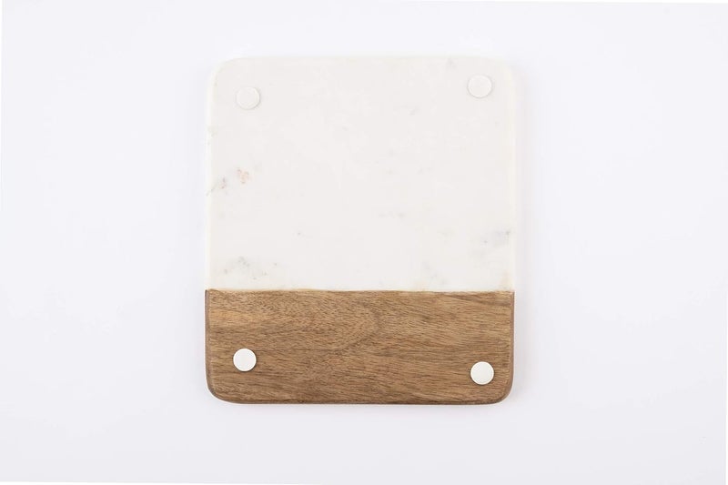 MudPie Marble and Wood Serving Board and Spreader, White - Image 3
