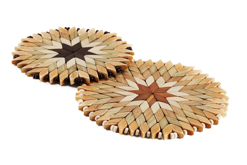 Set of 2 Large Handmade Wooden Trivets for Hot Dishes Diameter 9 and 7 Big Coasters and Hot Pads Great Kitchen Gift Idea by SPL Woodcraft Ukraine