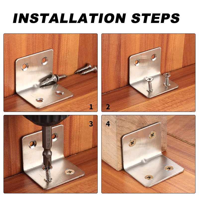 Stainless Steel Corner Brackets with Strong Durability, Ideal for Table Tops and Shelving - Image 5