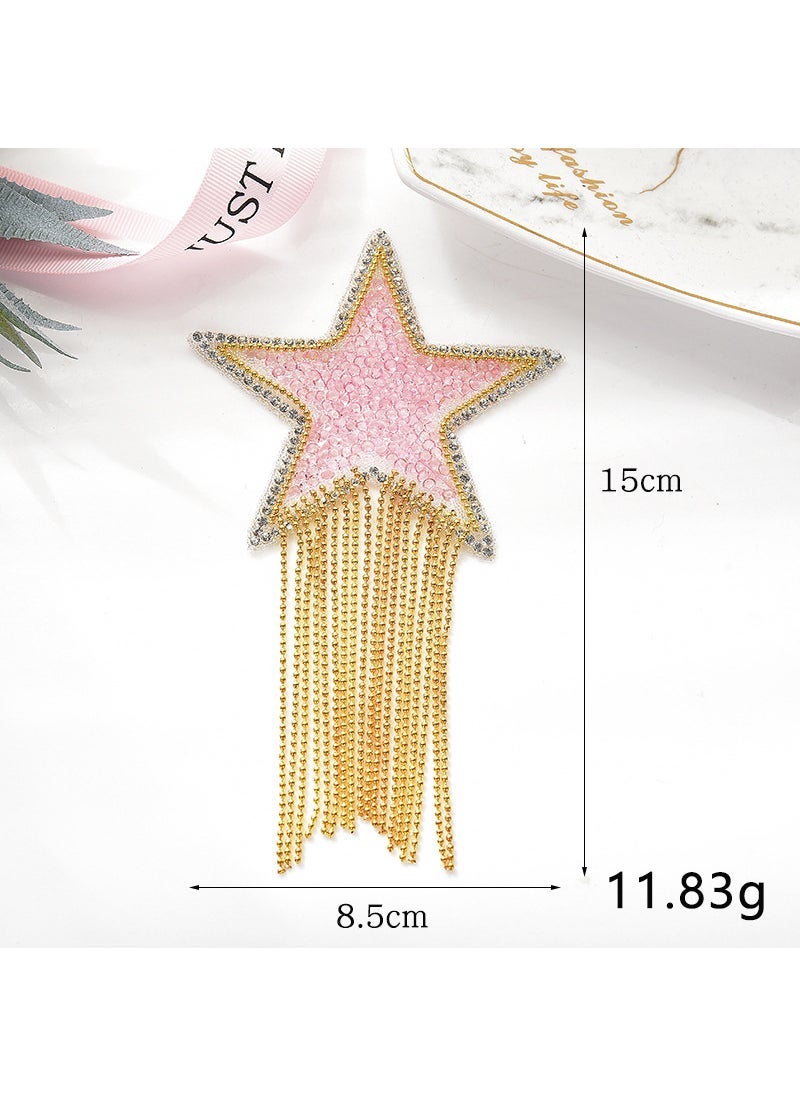 Generic New Creative Tassel Patch Fashion Mix Color Rhinestone Hotfix Star 7 pink. 