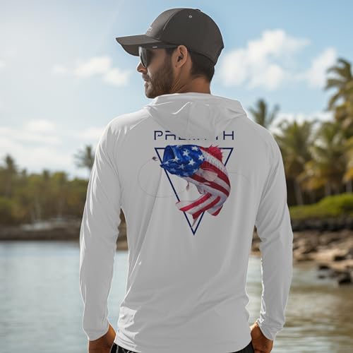 Palmyth Fishing Hoodie for Men Long Sleeve Sun Protection UV UPF 50 ShirtsWhiteLargemouth BassL - Image 3