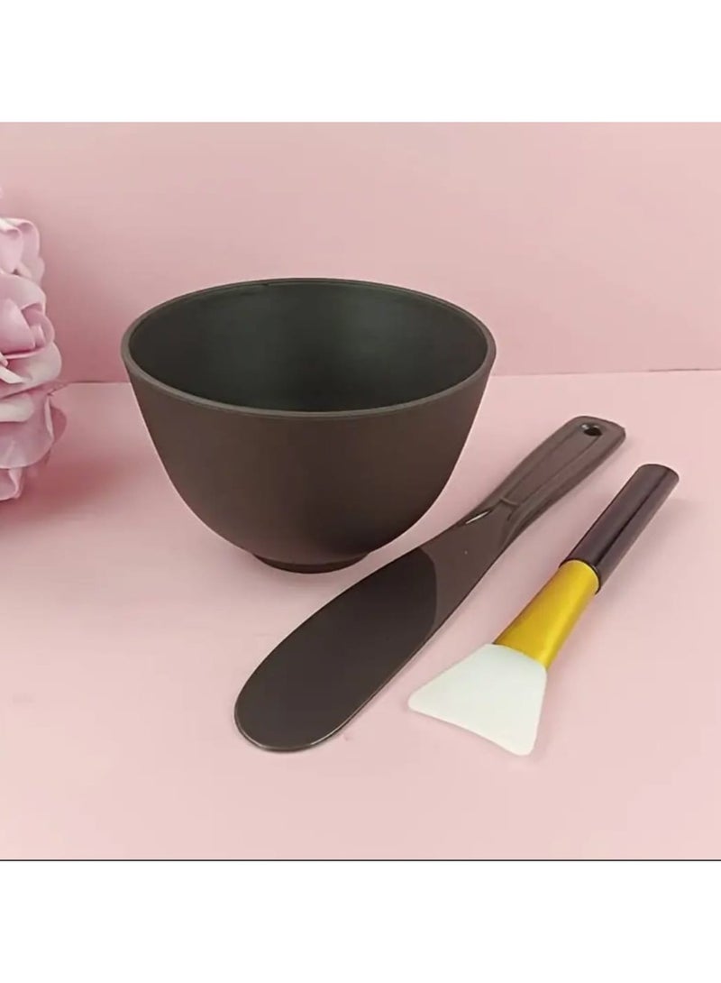 BOLREUS 3 Pcs set Silicone Facial Mask Mixing Bowl Kit- DIY Skincare & Mud Mask Preparation Tools with Black Bowl, Applicator Brush, Spatula-Ideal for Home and Beauty Salon - Image 1