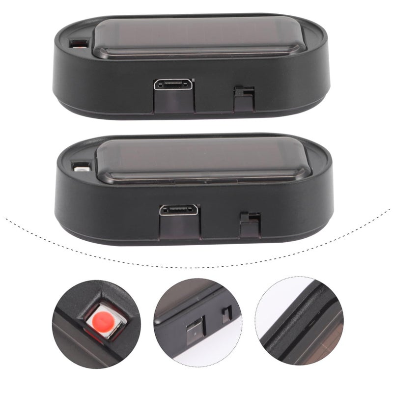 Solar Car Security Warning Lights USB Charging Flashing Alarm 2Pcs - Image 3