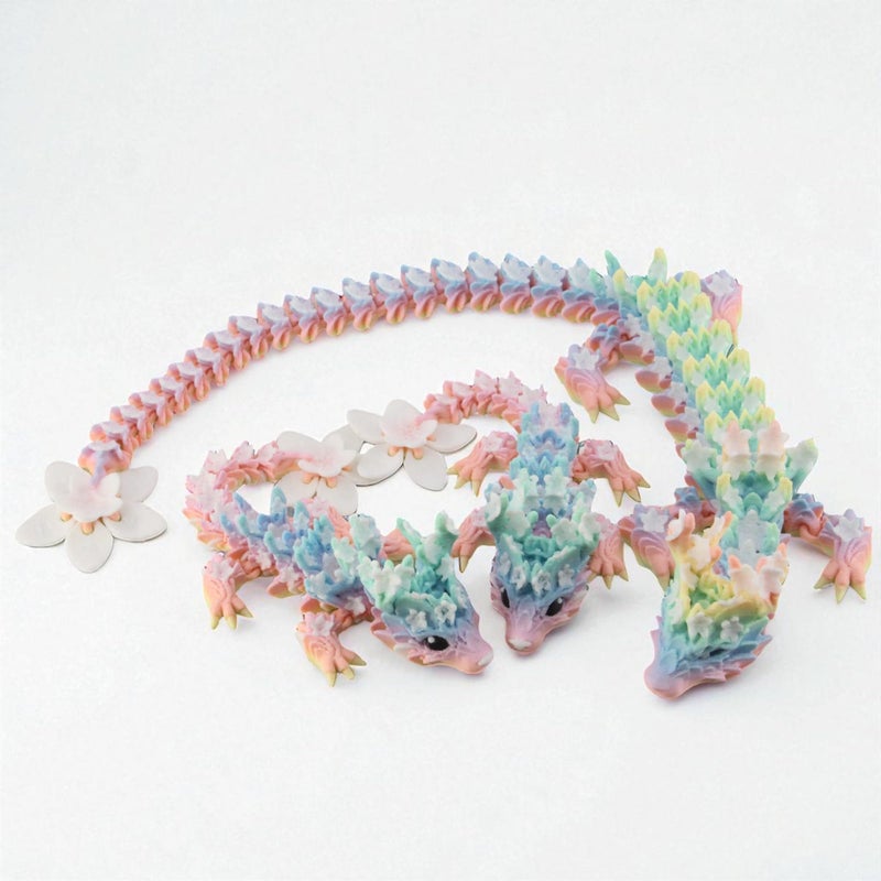 PowerTRC 3D Printed Dragon Family Set 1 Adult Blossom Dragon 2 Baby Dragons Articulated Fantasy Figurines for Teens Adults Made in USA - Image 3