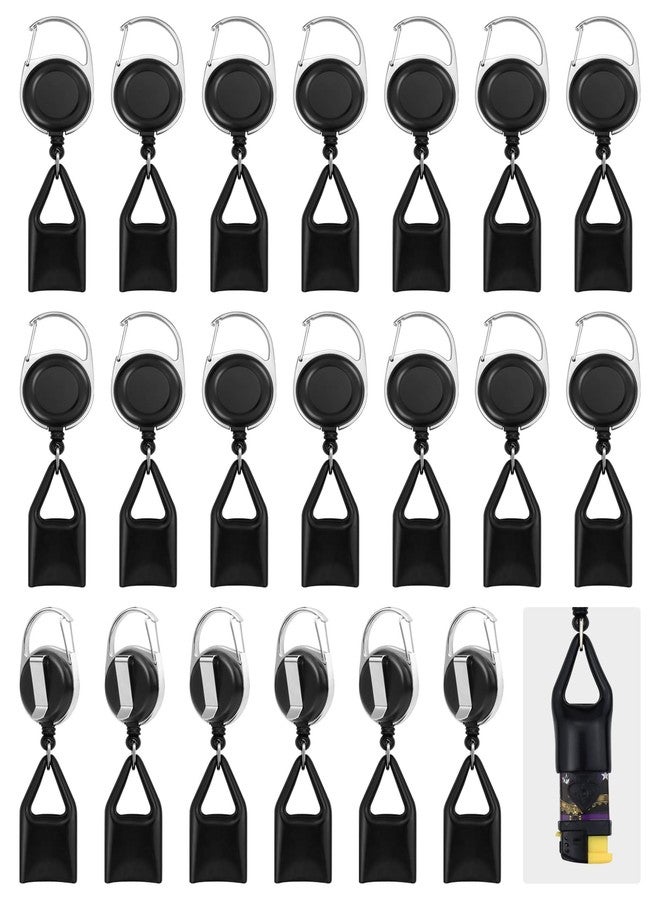 GAUENEEN 20 Pcs Retractable Lighter Clip Holder, Keychain Lighter Leash with Clip (Black) - Image 1