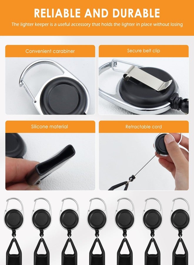 GAUENEEN 20 Pcs Retractable Lighter Clip Holder, Keychain Lighter Leash with Clip (Black) - Image 4