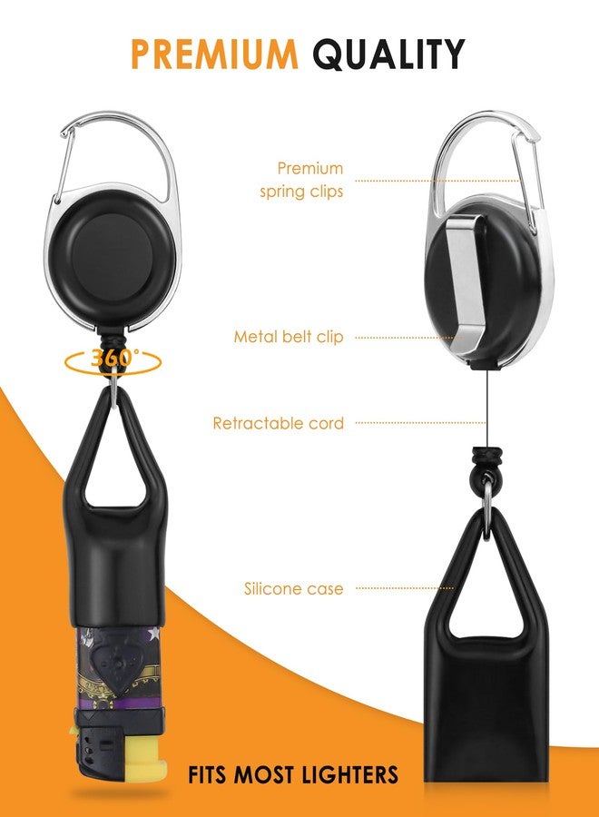 GAUENEEN 20 Pcs Retractable Lighter Clip Holder, Keychain Lighter Leash with Clip (Black) - Image 5