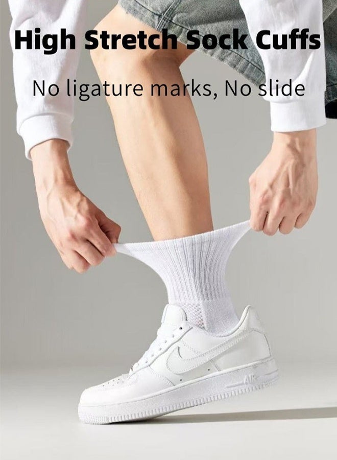 4 Pairs Men's 100% Cotton Athletic Crew Socks Mid - Calf, Ultra - Breathable, Superior Moisture - Wicking, Built for All - Round Sports, Reinforced Toes & Heels, Non - Slip Cuff, Ideal for Basketball, Football - Image 5
