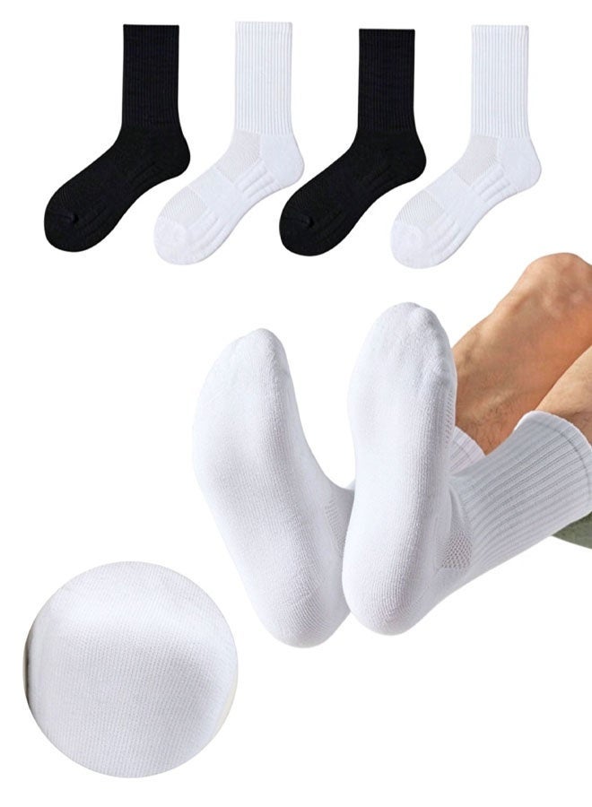4 Pairs Men's 100% Cotton Athletic Crew Socks Mid - Calf, Ultra - Breathable, Superior Moisture - Wicking, Built for All - Round Sports, Reinforced Toes & Heels, Non - Slip Cuff, Ideal for Basketball, Football - Image 1
