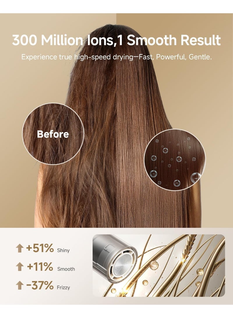 دريم مجفف شعر جيب، مجفف شعر خفيف الوزن للغاية، سريع الجفاف ومنخفض الضوضاء، أداة تصفيف شعر محمولة موفرة للمساحة للسفر المنزلي، (قطعة واحدة، فضي) - Image 3
