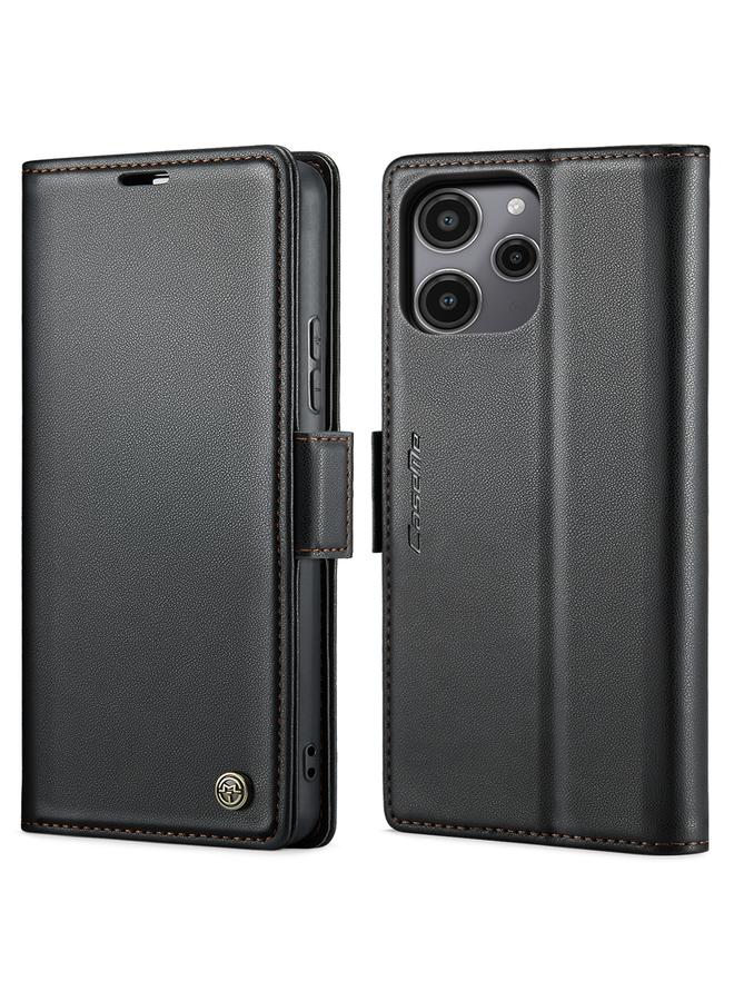 The Bros Case For Xiaomi Poco C65 4G 023 Butterfly Buckle Litchi Texture RFID Anti-theft Leather Phone Case