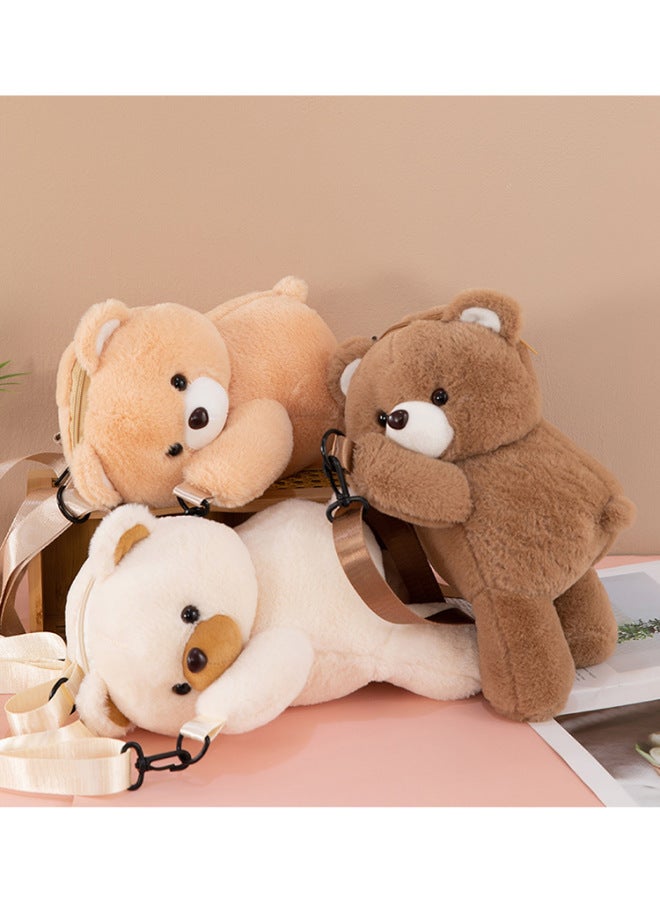 حقيبة دب لطيف محشوة بحجم 30 سم - حقيبة قابلة للارتداء بالكتف أو بشكل مائل، هدية عيد ميلاد للصديقة الحميمة، مفاجأة للأطفال - Image 3