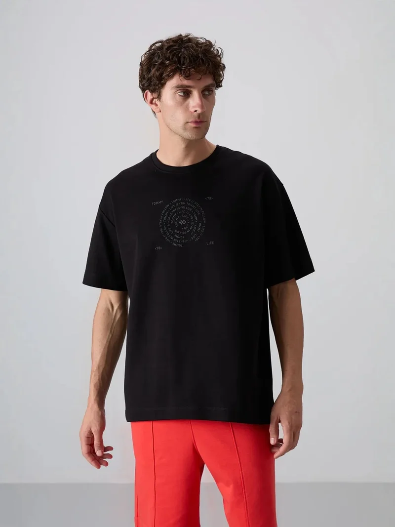 تومي لايف TOMMY Oversized Cotton-Blend Crew Neck T-Shirt