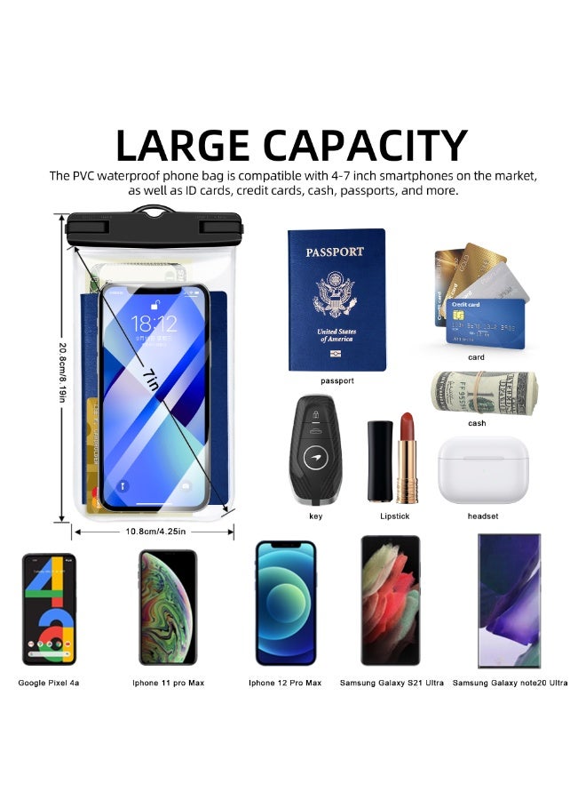 بيتينو حقيبة هاتف مقاومة للماء حقيبة جافة لهاتف iPhone 16 15 14 13 Pro Max Mini 12 11 Pro Max XR XS X 8 7 6S Plus ، Galaxy S23 S22 S21 Note Pixel حتى 7 بوصة ، Cruise Essentials ، شفاف - Image 2