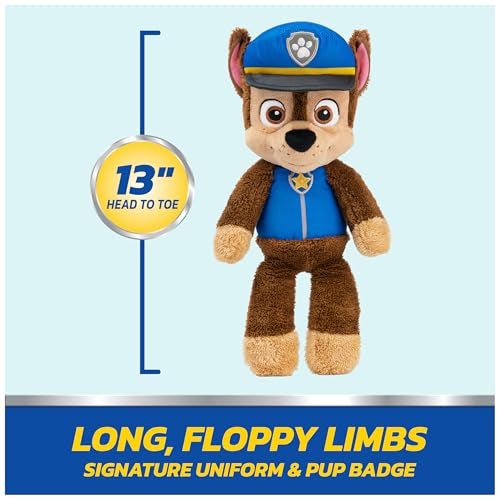 GUND PAW Patrol Official Chase Take Along Buddy Plush Toy, Premium Stuffed Animal for Ages 1 & Up, Blue/Brown, 13” - Image 4