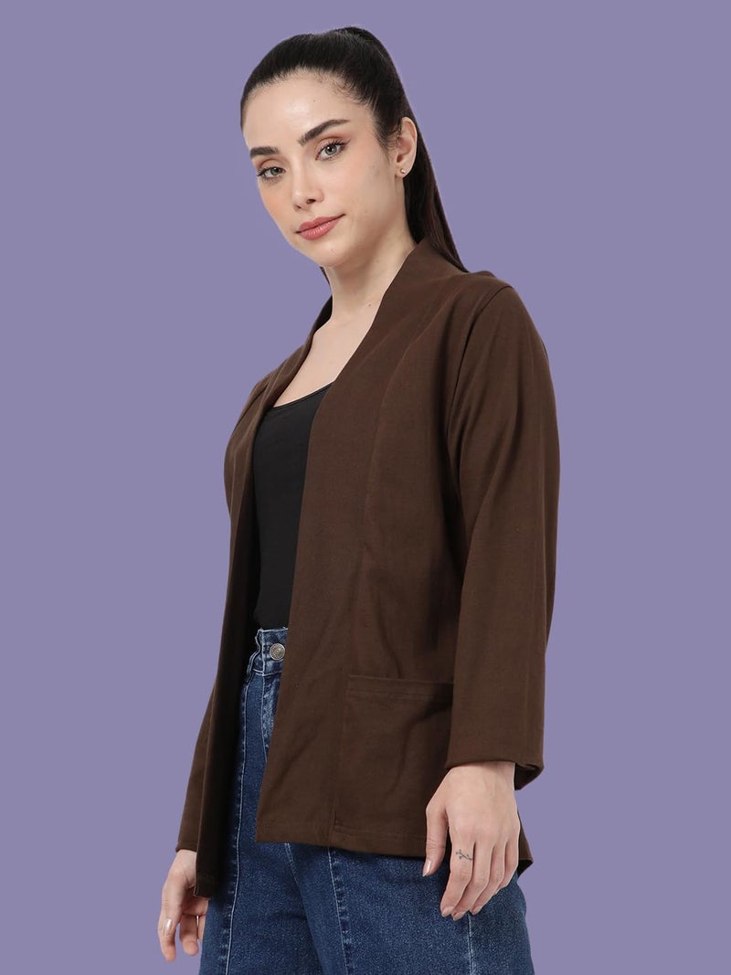 KRYPTIC Women’s Regular Length Cotton Shrug with Side Pockets - Soft Lightweight Layer for Stylish Everyday Wear - Image 3