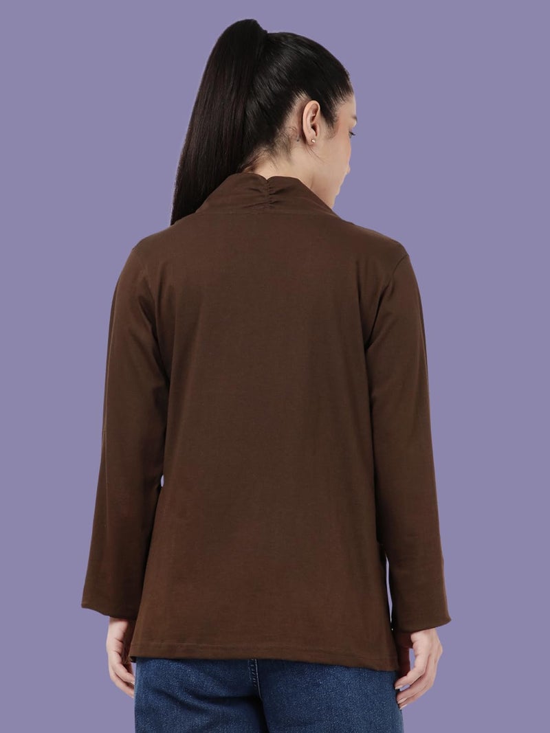 KRYPTIC Women’s Regular Length Cotton Shrug with Side Pockets - Soft Lightweight Layer for Stylish Everyday Wear - Image 2